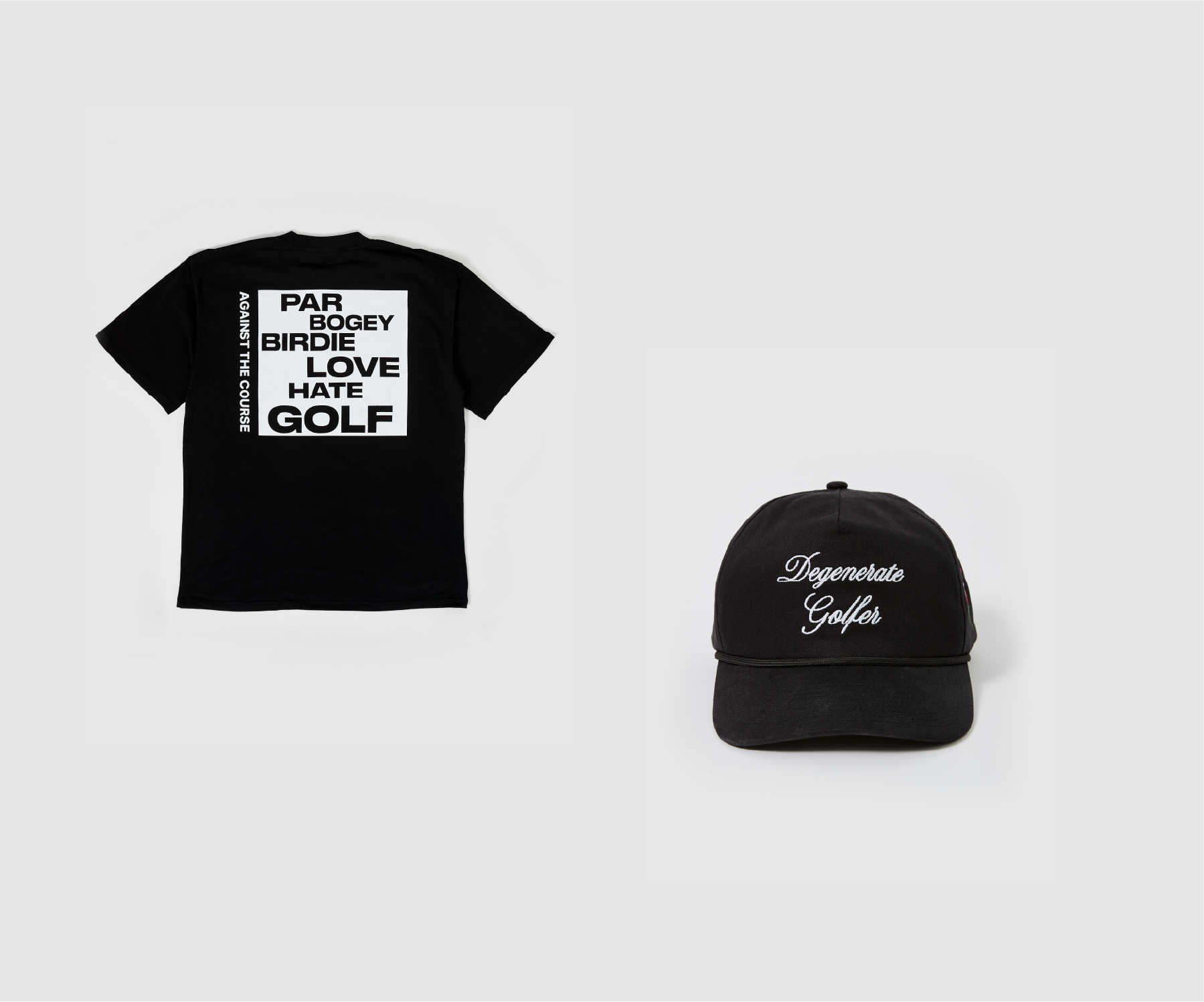 Degenerate Golfer Golf Hat & Cycle Golf T-Shirt Bundle