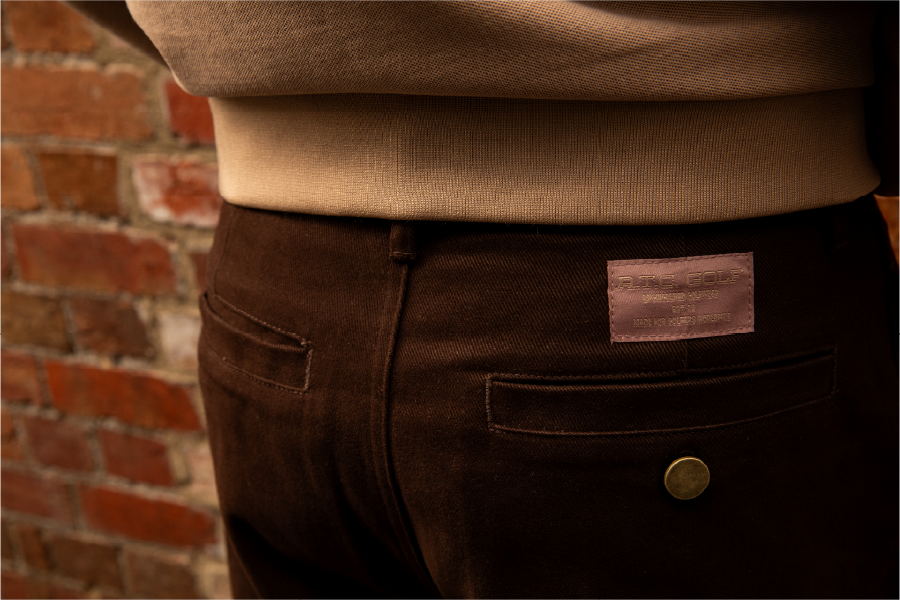 Pleated Cotton Brown Golf Pants