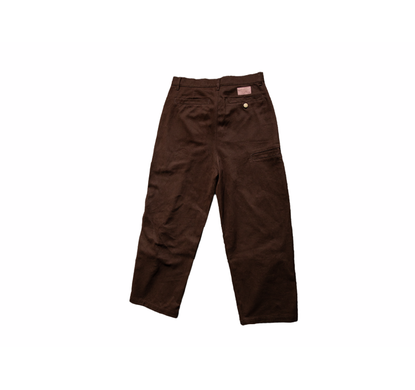 Pleated Cotton Brown Golf Pants