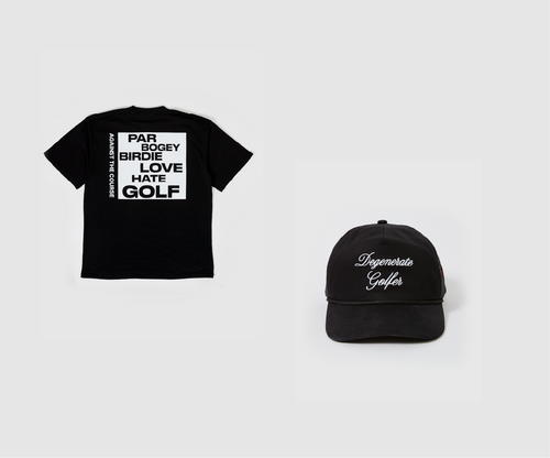 Degenerate Golfer Golf Hat  & Cycle Golf T-Shirt Bundle